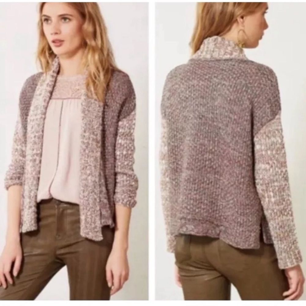 Moth Anthropologie Woodhouse Marled Knit Open Front Cardigan Size XS